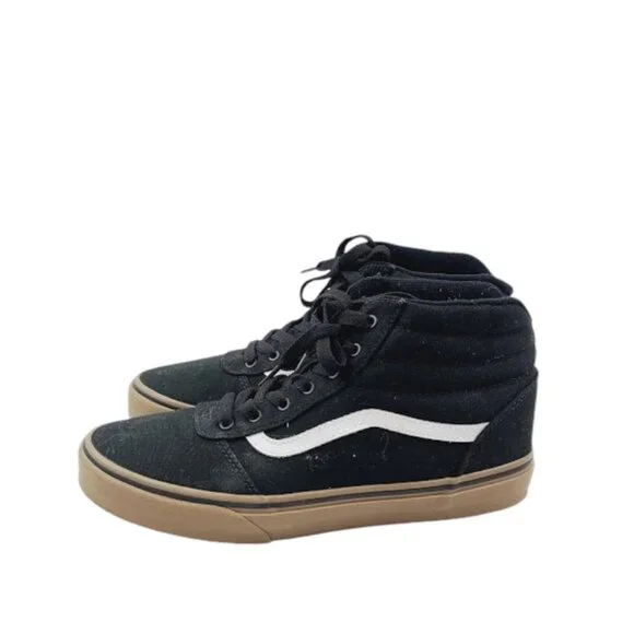 Vans Boy's Black Ward Hi Lace Up Gum Sole High-Top Athletic Sneaker Size